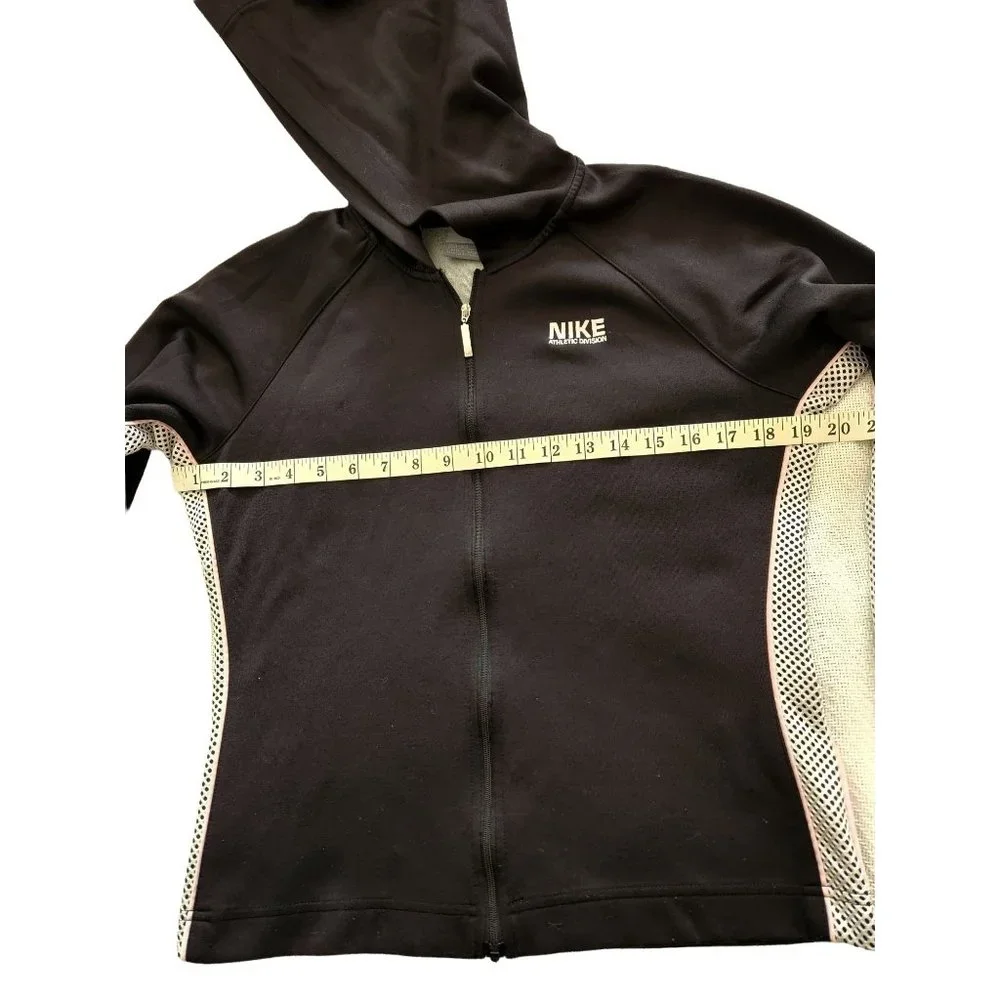 Nike Black Hoodie Zip Up Jacket Pink Stripe - Picture 3 of 11